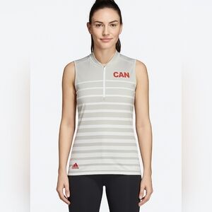 Adidas Stripe Sleeveless Half Zip Polo Small NEW